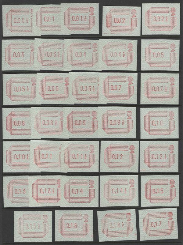 GB 1984 Frama labels complete set of 34 ½p - 17p um