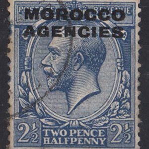 Morocco Agencies 1925 2½d blue, Type 8 overprint, sg58a, VGU, nibbled perf