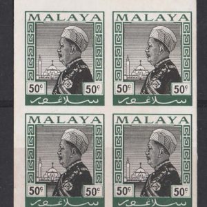 Malaya - Selangor 1933 Survey Dept essay 50c black & green vf block of 4 Norris