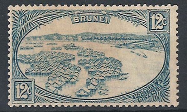Brunei 1924 12c pale greenish blue mint sg74 toned gum as usual c£130