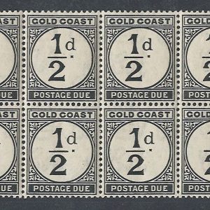 Gold Coast 1923 ½d P Due sgD3 f mint block of 12 (50% um) #8