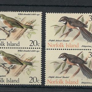 #0936 Norfolk Is 1970 20c, 30c Birds sg112, 114 um blocks 4 c£68