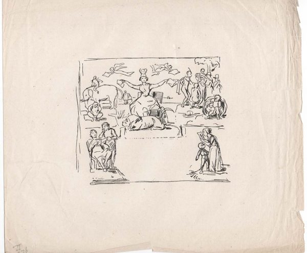 GB 1840 Thackery Mulready caricature (original) 10"x9", peripheral imperfections