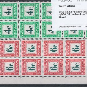 South Africa 1961 4c 6c Postage Due sgD54 57 um blocks of 12 c£123