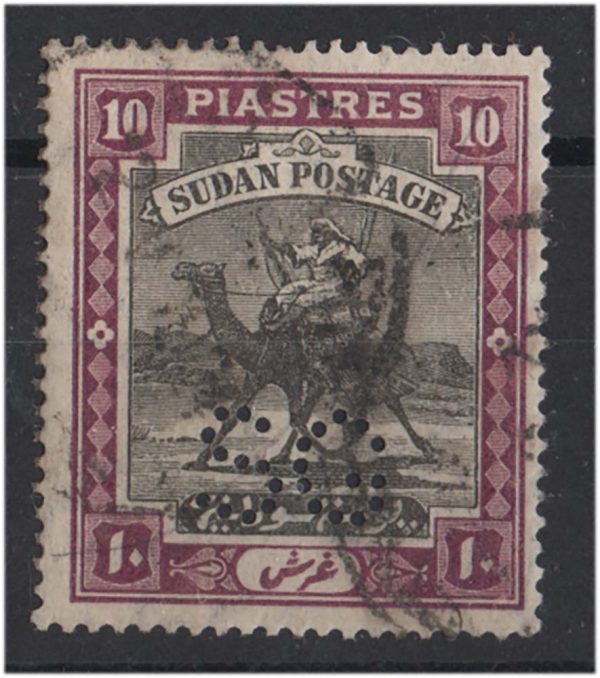 Sudan 1913 10p black & mauve Official punctured SG sgO20 fu cat £35