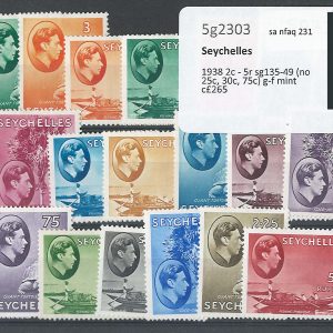 Seychelles 1938 2c - 5r sg135-49 (no 25c, 30c, 75c) g-f mint c£265