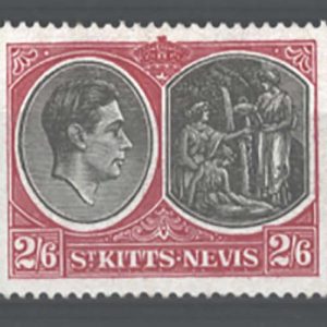 #1045 St Kitts 1938 1s - 5s perf 14 chalky papers sg75c, 76a, 77a g-f mint cat £171