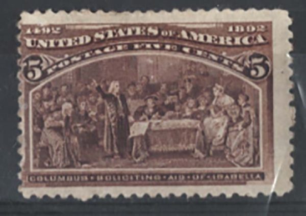 USA 1893 5c Columbus sg239 g-f mint, centred left cat £85