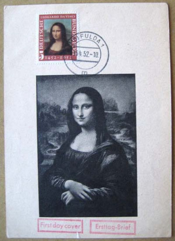 Germany 1952 Leonardo da Vinci Anniversary FDC maxi card small nick at base