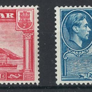 #0705 Gibraltar 1938 1½d carmine perf 14 sg123 f mint & 3d light blue perf 13½ sg125