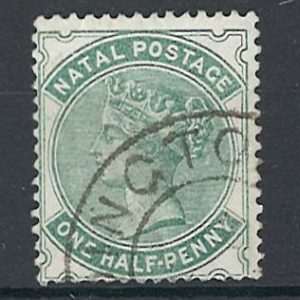 Natal 1880 ½d blue-green sg96 fu, nibbled perf c£28