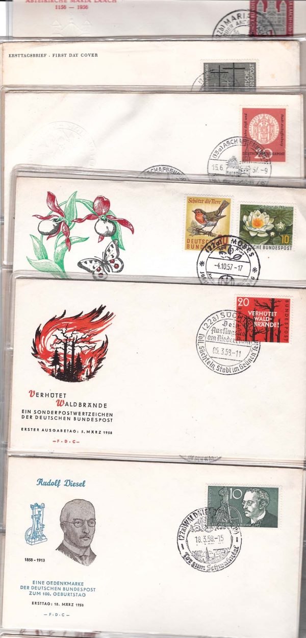 Germany  1956 - 1958 Collection of 26 illustrated FDCs sg1160-1205 all fine c€46