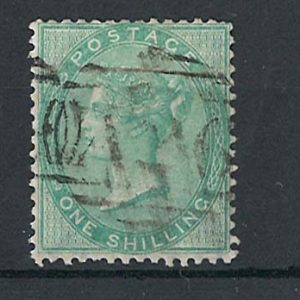 #0695 Gibraltar 1856 1s pale green sg73 fu neat A26 (Gibraltar) numeral, nibbled perf