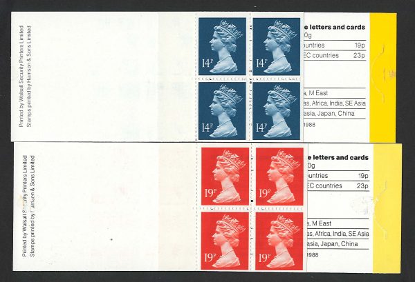 GB Booklets - Window  GB4 4x 14p Harrison, Walsall printed cover, ditto GD4