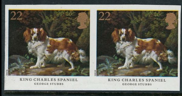 GB 1991 Dogs 22p imperf pair g-f um c£3500