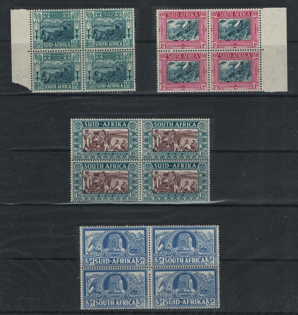South Africa 1938 Voortrekker Memorial fund set fine mint blks of 4