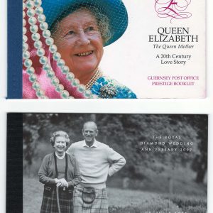 Guernsey 1999 Queen Mother Prestige Booklet, ditto 2007 Diamond Wedding c£47