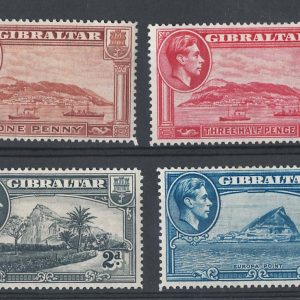 #0703 Gibraltar 1938 Perf 14: 1d 1½d 2d 3d f mint sg122 123 124 125a c£225