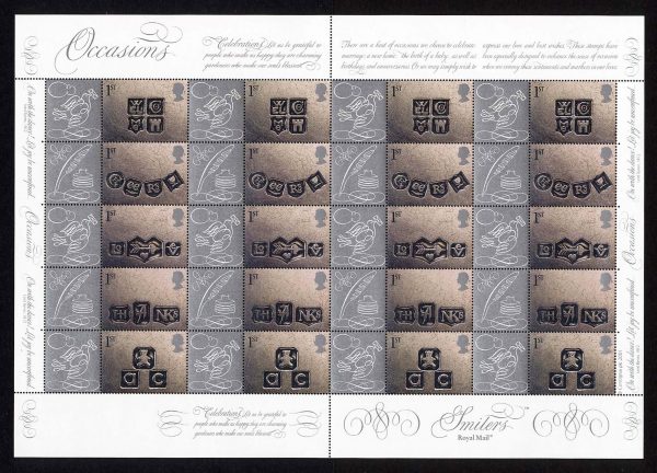GB 2001 Occasions (Hallmarks) Smilers sheet um (folded down centre perfs) LS4 c£180
