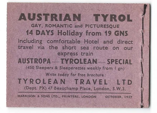 GB Booklets  L01 4/6d Oct 57