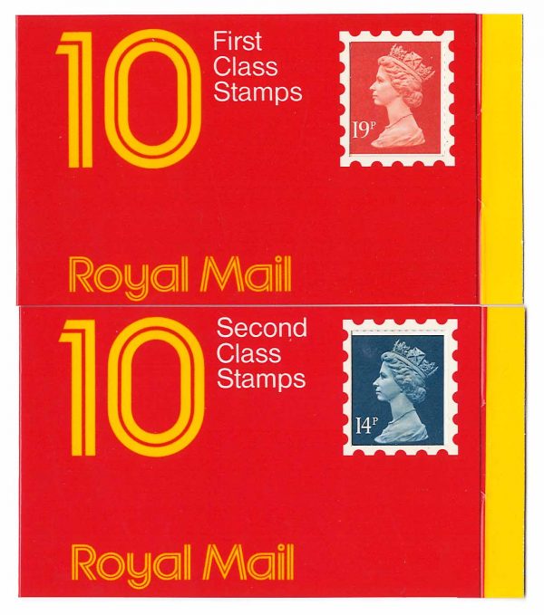 GB Booklets - Window  GK2 10x 14p Questa ref Q, ditto GP2 10x 19p ref M