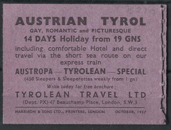GB Booklets  L01 4/6d Oct 57