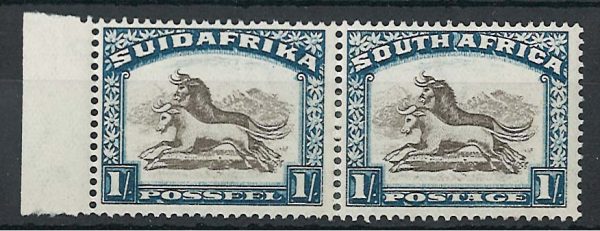 South Africa 1930 SUIDAFRIKA Wmk Upright 1s Wildebeest horiz pair