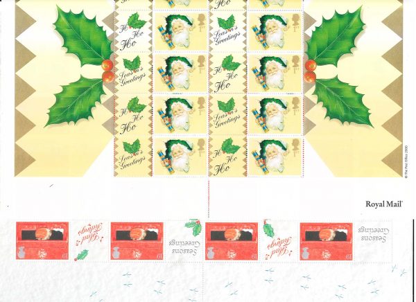 GB 2000 LS02-3 Christmas Smilers sheet pair um c£360