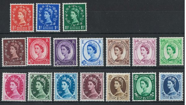 GB 1952 Tudor wmk set of 17 um ½d - 1/6d