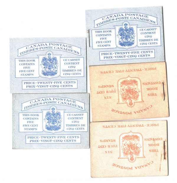 Canada 1951 25c booklet (orange) sgSB47 fine, ditto QE SB49, blue covers SB52a
