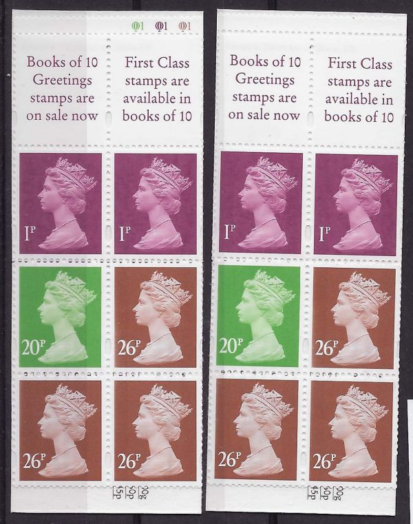 GB Booklets - Folded (good perfs)  FH42 £1 red cover 1p/20p/26p photogravure