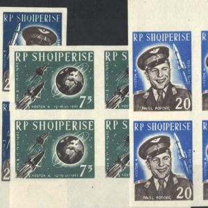 #0007 Albania 1963 Manned Space Flights 2L50 - 20L imperf blks of 4 um as sg739-41