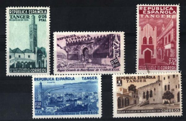 Spain 1937 Tangier - Home School of Orphans of Posts charity labels set of 5 f m