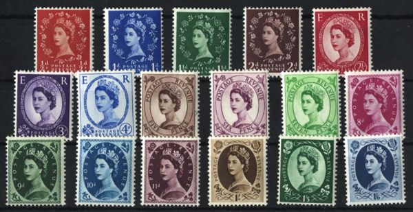 GB 1952 Tudor wmk ½d - 1/6d set of 17 um