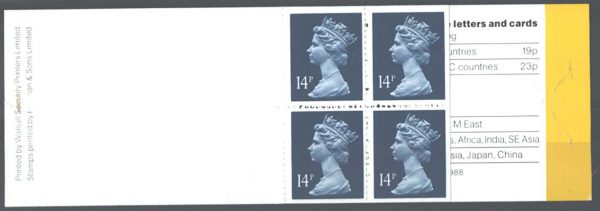 GB Booklets - Window  GB4 4x 14p dark blue Harrison/Walsall