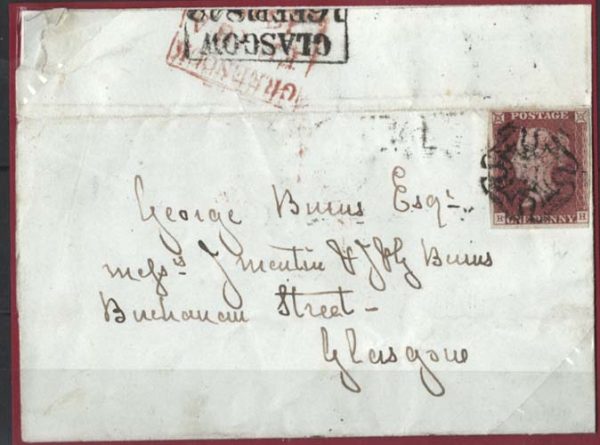GB 1841 1d red fu, 4 margins with distinctive Greenock MX on neat EL, fine Green