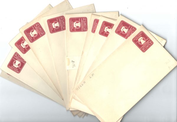 USA 1926 Liberty Bell 2c Carmine postal envelopes 10x die II, 6x die I
