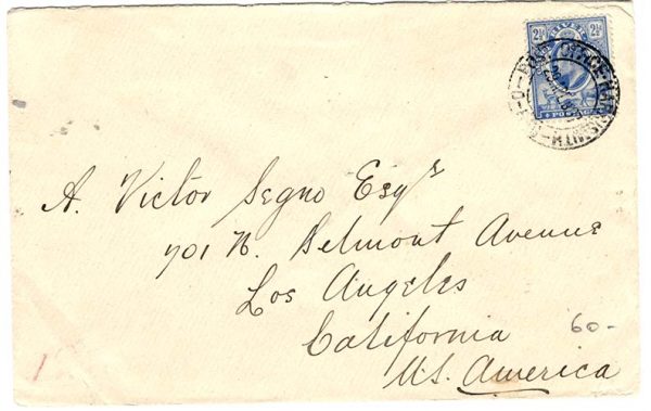 Orange River Colony 1907 Neat cover to USA franked KE7 2½d fu