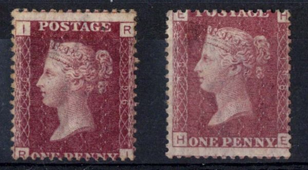 GB 1858 1d plate 196 f mint, ditto 198