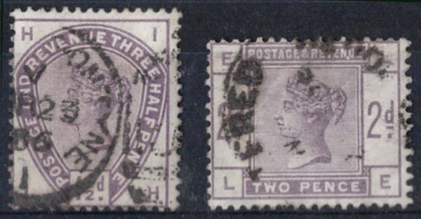 GB 1883 1½d, 2d lilac fu sg188-9 c£125