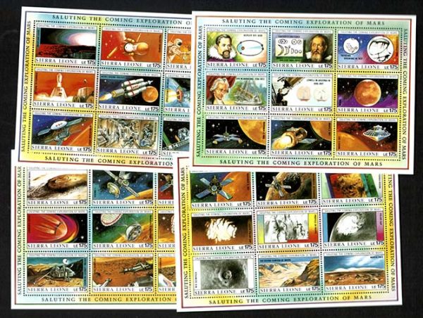 Sierra Leone 1990 Exploration of Mars set of 4 m/sheets um sg1380-1415