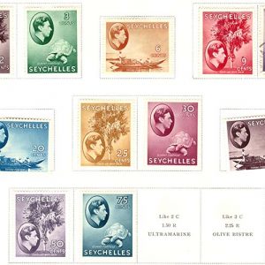 Seychelles 1938 Values to 75c incl 6c orange, 9c red, 20c blue, 25c ochre, 30c
