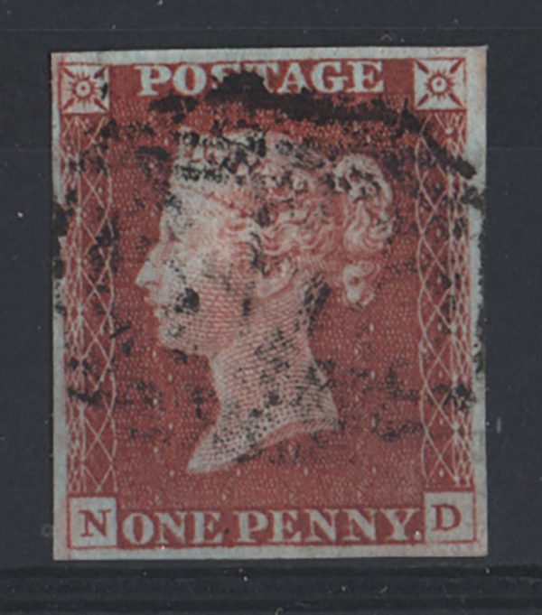 GB 1841 1d red plate 67 ND fu, good margins, very significant unlisted gash in N