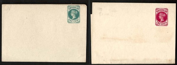 Newfoundland 1889 2c carmine/white newspaper wrapper unused, ditto 1c green