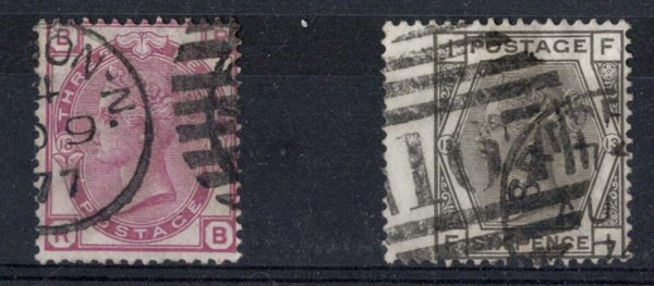 GB 1873 3d rose plate 18 vgu, ditto 6d grey plate 13 sg143, 147 c£170