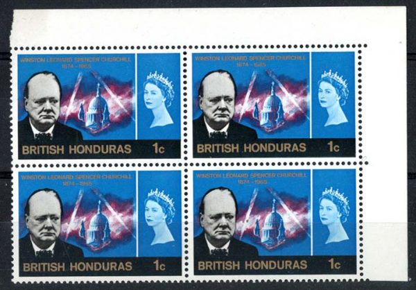British Honduras 1966 Churchill 1c with 'Broken 6 in 1965', r1-5 CW544a