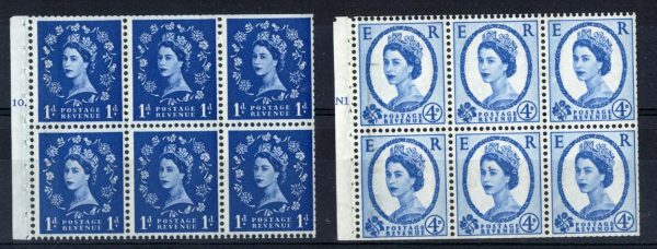 GB 1960 Violet 8mm phosphor 4d booklet cyl N1T dot pane of 6, perf Ie um av perfs, ditto 1d F10T dot c£145