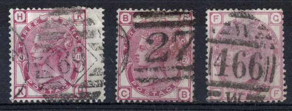 GB 1873 3d rose sg143 plates 11, 12, 14 vgu c£240