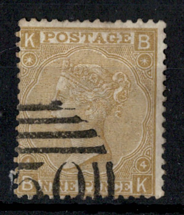 GB 1867 9d straw sg110, one short perf otherwise vfu c£325