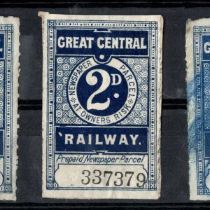 #0656 GB Railway  Great Central Railway: Newspaper Parcel 1d, 2d, 3d stamps
